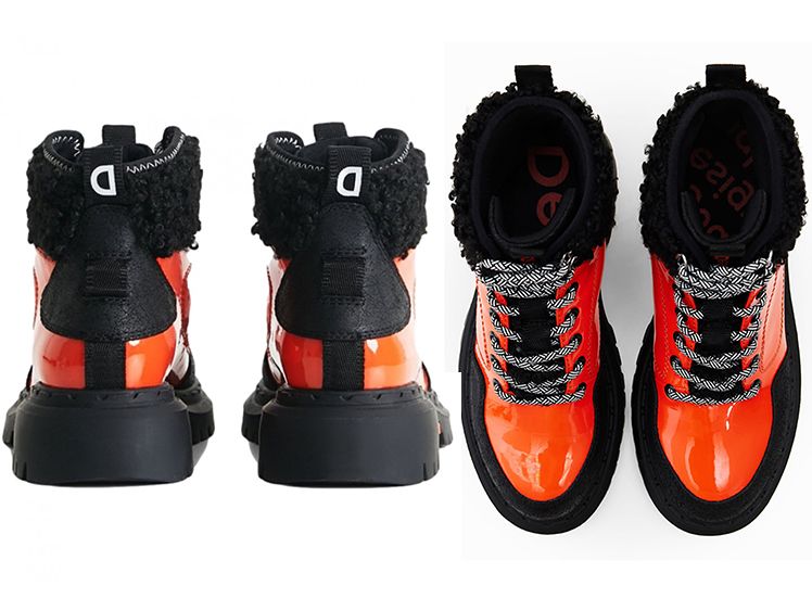 Ghete de trekking dama Desigual, din piele lacuita